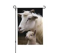 Drapeau de jardin de bienvenue pour l'extérieur - 71,1 x 101,6 cm - Double face résistant aux intempéries - Mouton mignon avec mère - Drapeaux verticaux pour ferme, extérieur, pelouse, terrasse