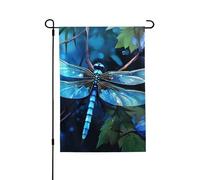 Drapeau de jardin de bienvenue pour l'extérieur - 71,1 x 101,6 cm - Double face - Résistant aux intempéries - Libellule bleue - Drapeaux verticaux pour ferme, extérieur, pelouse, terrasse