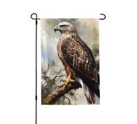 Drapeau de jardin de bienvenue pour l'extérieur - 71,1 x 101,6 cm - Double face résistant aux intempéries - Drapeau de maison aquarelle de faucon assis dans l'arbre - Drapeaux verticaux pour ferme