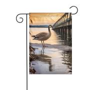 Drapeau de jardin de bienvenue pour l'extérieur de petite cour, 30,5 x 45,7 cm, double face, résistant aux intempéries, drapeau vertical d'oie sauvage au bord du pont pour ferme, extérieur, pelouse