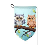Drapeau de jardin de bienvenue pour l'extérieur de petite cour, 31,8 x 45,7 cm, double face, résistant aux intempéries, hiboux sur une branche, drapeaux verticaux pour ferme, extérieur, pelouse