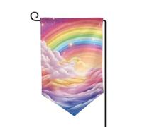 Drapeau de jardin de bienvenue pour l'extérieur de petite cour, 31,8 x 45,7 cm, double face, résistant aux intempéries, drapeau vertical coloré arc-en-ciel pour ferme, extérieur, pelouse, terrasse