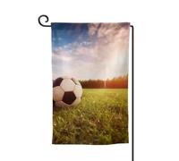 Drapeau de jardin de bienvenue pour l'extérieur de petite cour, 31,8 x 45,7 cm, double face, résistant aux intempéries, drapeau vertical pour maison, ballon de football sur un terrain, drapeau