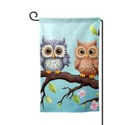 Drapeau de jardin de bienvenue pour l'extérieur de petite cour, 31,8 x 45,7 cm, double face, résistant aux intempéries, hiboux sur une branche, drapeaux verticaux pour ferme, extérieur, pelouse