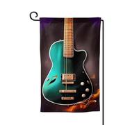 Drapeau de jardin de bienvenue pour l'extérieur de petite cour, 31,8 x 45,7 cm, double face, résistant aux intempéries, drapeau vertical de guitare verte pour ferme, extérieur, pelouse, terrasse