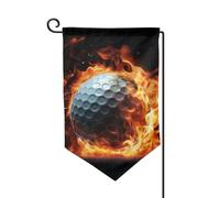 Drapeau de jardin de bienvenue pour l'extérieur de petite cour, 31,8 x 45,7 cm, double face, résistant aux intempéries, drapeau vertical pour maison, balle de golf sur le feu, drapeaux verticaux pour