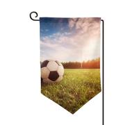 Drapeau de jardin de bienvenue pour l'extérieur de petite cour, 31,8 x 45,7 cm, double face, résistant aux intempéries, drapeau vertical pour maison, ballon de football sur un terrain, drapeau