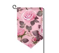 Drapeau de jardin de bienvenue pour l'extérieur de petite cour, 31,8 x 45,7 cm, double face, résistant aux intempéries, jolie rose, drapeaux verticaux pour ferme, extérieur, pelouse, terrasse