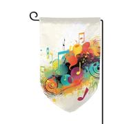 Drapeau de jardin de bienvenue pour l'extérieur de petite cour, 31,8 x 45,7 cm, double face, résistant aux intempéries, drapeau vertical abstrait sur le thème de la musique pour ferme, extérieur