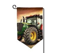 Drapeau de jardin de bienvenue pour l'extérieur de petite cour, 31,8 x 45,7 cm, double face, résistant aux intempéries, drapeau vertical sur le thème du tracteur, pour ferme, extérieur, pelouse
