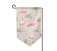 Drapeau de jardin de bienvenue pour l'extérieur de petite cour, 31,8 x 45,7 cm, double face, résistant aux intempéries, drapeau vertical mignon flamants roses pour ferme, extérieur, pelouse, terrasse