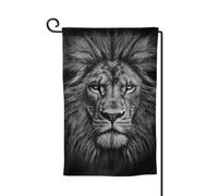 Drapeau de jardin de bienvenue pour l'extérieur de petite cour, 31,8 x 45,7 cm, double face, résistant aux intempéries, drapeau vertical noir et blanc à tête de lion pour ferme, extérieur, pelouse