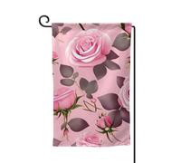 Drapeau de jardin de bienvenue pour l'extérieur de petite cour, 31,8 x 45,7 cm, double face, résistant aux intempéries, jolie rose, drapeaux verticaux pour ferme, extérieur, pelouse, terrasse