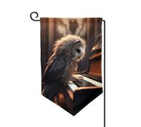 Drapeau de jardin de bienvenue pour l'extérieur de petite cour, 31,8 x 45,7 cm, double face, résistant aux intempéries, drapeau de maison, hibou, piano vertical, pour ferme, extérieur, pelouse