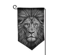 Drapeau de jardin de bienvenue pour l'extérieur de petite cour, 31,8 x 45,7 cm, double face, résistant aux intempéries, drapeau vertical noir et blanc à tête de lion pour ferme, extérieur, pelouse