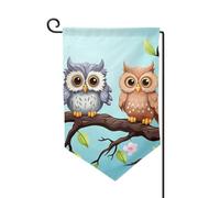 Drapeau de jardin de bienvenue pour l'extérieur de petite cour, 31,8 x 45,7 cm, double face, résistant aux intempéries, hiboux sur une branche, drapeaux verticaux pour ferme, extérieur, pelouse