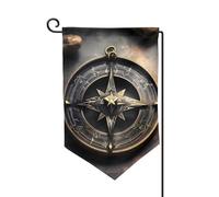 Drapeau de jardin de bienvenue pour l'extérieur de petite cour, 31,8 x 45,7 cm, double face, résistant aux intempéries, drapeau de maison au design magique, runes nordiques, boussole, drapeaux