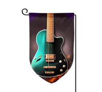 Drapeau de jardin de bienvenue pour l'extérieur de petite cour, 31,8 x 45,7 cm, double face, résistant aux intempéries, drapeau vertical de guitare verte pour ferme, extérieur, pelouse, terrasse