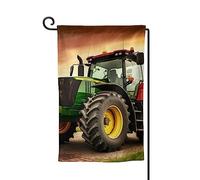 Drapeau de jardin de bienvenue pour l'extérieur de petite cour, 31,8 x 45,7 cm, double face, résistant aux intempéries, drapeau vertical sur le thème du tracteur, pour ferme, extérieur, pelouse