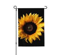 Drapeau de jardin de bienvenue pour l'extérieur de petite cour, 71,1 x 101,6 cm, double face, résistant aux intempéries, tournesol sur fond noir, drapeaux verticaux pour ferme, extérieur, pelouse