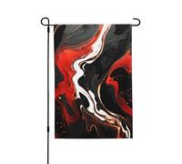 Drapeau de jardin de bienvenue pour l'extérieur de petite cour, 71,1 x 101,6 cm, double face, résistant aux intempéries, drapeau vertical en marbre noir et rouge pour ferme, extérieur, pelouse