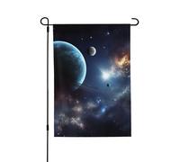 Drapeau de jardin de bienvenue pour l'extérieur de petite cour, 71,1 x 101,6 cm, double face, résistant aux intempéries, drapeau de maison, de lune, d'étoiles et de planètes, drapeaux verticaux pour