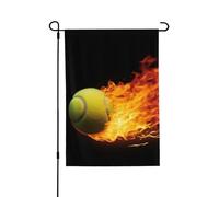 Drapeau de jardin de bienvenue pour l'extérieur de petite cour, 71,1 x 101,6 cm, double face, résistant aux intempéries, drapeau de maison, drapeau de maison brûlant des images de tennis, drapeaux