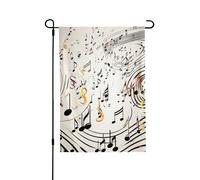 Drapeau de jardin de bienvenue pour l'extérieur de petite cour, 71,1 x 101,6 cm, double face, résistant aux intempéries, drapeau de maison imprimé notes de musique, drapeaux verticaux pour ferme