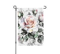Drapeau de jardin de bienvenue pour l'extérieur de petite cour, 71,1 x 101,6 cm, double face, résistant aux intempéries, drapeau vertical blanc aquarelle florale rose pour ferme, extérieur, pelouse