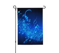 Drapeau de jardin de bienvenue pour l'extérieur de petite cour, 71,1 x 101,6 cm, double face, résistant aux intempéries, drapeau de maison bleu notes de musique verticales pour ferme, extérieur