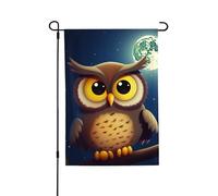 Drapeau de jardin de bienvenue pour l'extérieur de petite cour, 71,1 x 101,6 cm, double face, résistant aux intempéries, drapeau vertical hibou et lune jaune pour ferme, extérieur, pelouse, terrasse