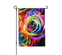 Drapeau de jardin de bienvenue pour l'extérieur de petite cour, 71,1 x 101,6 cm, double face, résistant aux intempéries, drapeau vertical rose arc-en-ciel pour ferme, extérieur, pelouse, terrasse
