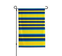 Drapeau de jardin de bienvenue pour petite cour - 71,1 x 101,6 cm - Double face résistant aux intempéries - Rayures jaunes et bleues - Drapeaux verticaux pour ferme, extérieur, pelouse, terrasse