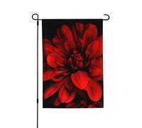 Drapeau de jardin de bienvenue pour petite cour - 71,1 x 101,6 cm - Double face résistant aux intempéries - Fleur rouge sur noir - Drapeaux verticaux pour ferme, extérieur, pelouse, terrasse