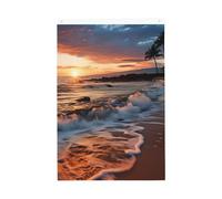 Drapeau de jardin de bienvenue pour plage, Hawaï, coucher de soleil, vagues, nuages, bienvenue, ne se décolore pas, double face, pour maison, cour, porche, pelouse