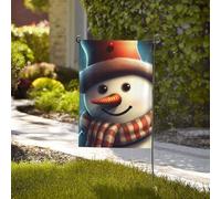 Drapeau de jardin de bienvenue résistant aux intempéries - 71,1 x 101,6 cm - Double face - Bonhomme de neige portant un chapeau - Petits drapeaux de jardin pour l'extérieur de la maison - Drapeau de
