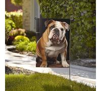 Drapeau de jardin de bienvenue résistant aux intempéries - 71,1 x 101,6 cm - Double face - Bulldog anglais - Petits drapeaux de jardin pour l'extérieur de la maison - Drapeau de ferme - Décoration