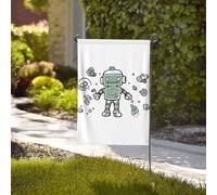 Drapeau de jardin de bienvenue résistant aux intempéries - 71,1 x 101,6 cm - Double face - Robot - Petits drapeaux de jardin pour l'extérieur de la maison - Décoration extérieure