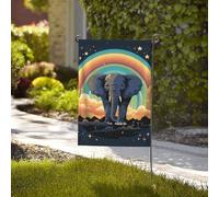 Drapeau de jardin de bienvenue résistant aux intempéries - 71,1 x 101,6 cm - Double face - Un joli éléphant - Petit drapeau de jardin pour l'extérieur de la maison - Décoration extérieure