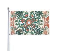 Drapeau de jardin de bienvenue rouge et vert corail 90 x 150 cm - Ne se décolore pas - Double face - Bannière d'extérieur pour cour, porche, pelouse