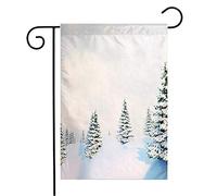 Drapeau de jardin de bienvenue vertical joyeux poster argenté blanc bleu de Noël cadre d'hiver paysage flocon de neige météo textures naturelles décoration extérieure de cour 30,5 x 45,7 cm