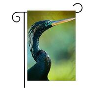 Drapeau de jardin de bienvenue vertical oiseau rouge mâle 39 Anhinga Inky Black Cluster Silverwhite Animaux Faune Nature Argent Écologie Eye Yard Extérieur Décoratif 12 x 18 pouces