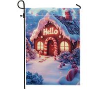 Drapeau de jardin de canne de bonbons, drapeaux marron pour la décoration de la maison, drapeau de patio extérieur double face pour célébration d'hiver, signe de bienvenue de Noël