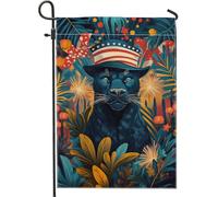 Drapeau de jardin de célébration d'été, décoration patriotique panthère bleue, bannière de cour double face, décoration de pelouse extérieure pour fête de vacances, 30,5 x 45,7 cm
