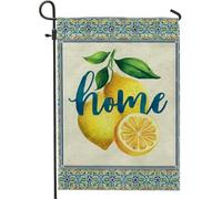 Drapeau de jardin de citron, bannière de décoration d'intérieur jaune d'agrumes, drapeau double face en toile de jute, décoration de pelouse extérieure, 30,5 x 45,7 cm