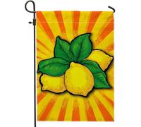 Drapeau de jardin de citron, bannière d'extérieur double face en toile de jute jaune vif, 30,5 x 45,7 cm