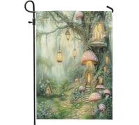 Drapeau de jardin de conte de fées, bannière de décoration d'intérieur en forme de champignons enchantés, décoration de pelouse double face pour printemps/été, décoration de jardin fantaisie, 30,5 x