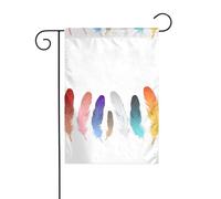 Drapeau de jardin de décoration de jardin 30,5 x 45,7 cm HJFCZH à sept racines de plumes colorées imprimées épaisses et résistantes à l'usure pour pots de fleurs et pelouses de jardin
