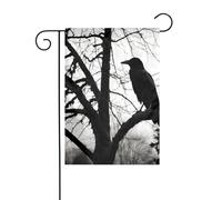 Drapeau de jardin de décoration de jardin 30,5 x 45,7 cm HJFCZH corbeau sur branche imprimé épais et résistant à l'usure pour pots de fleurs et pelouses de jardin