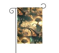Drapeau de jardin de décoration de jardin 30,5 x 45,7 cm WHJDPP ancien pont d'arbre imprimé épais et résistant à l'usure pour pots de fleurs et pelouses de jardin